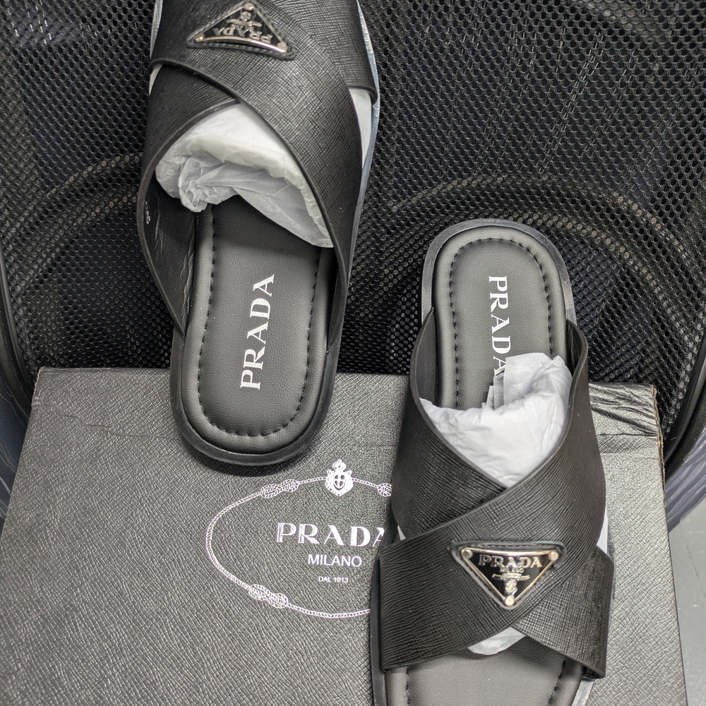Prada Men's Black Slide Sandals
